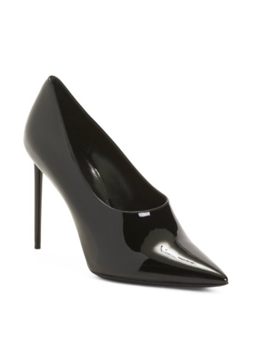 Saint Laurent Teddy Black Patent Pointed-Toe Stiletto Pump - Women